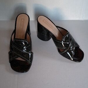 Marc Jacobs Black Glitter Mules